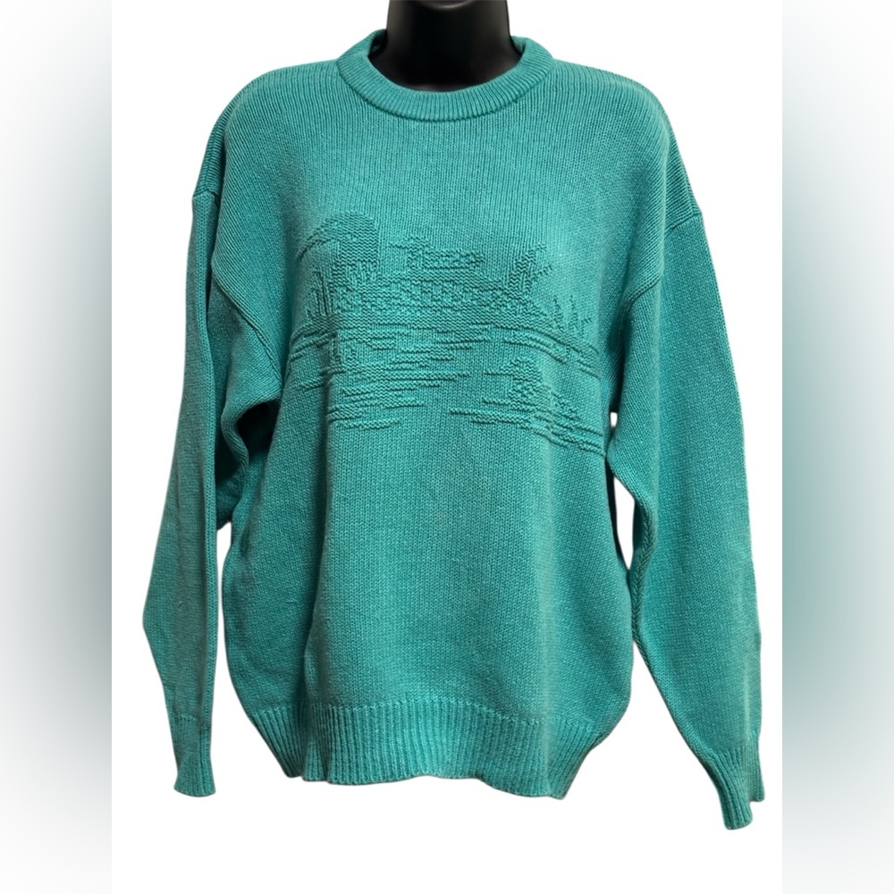 Vintage Teal Knit Loon Sweater